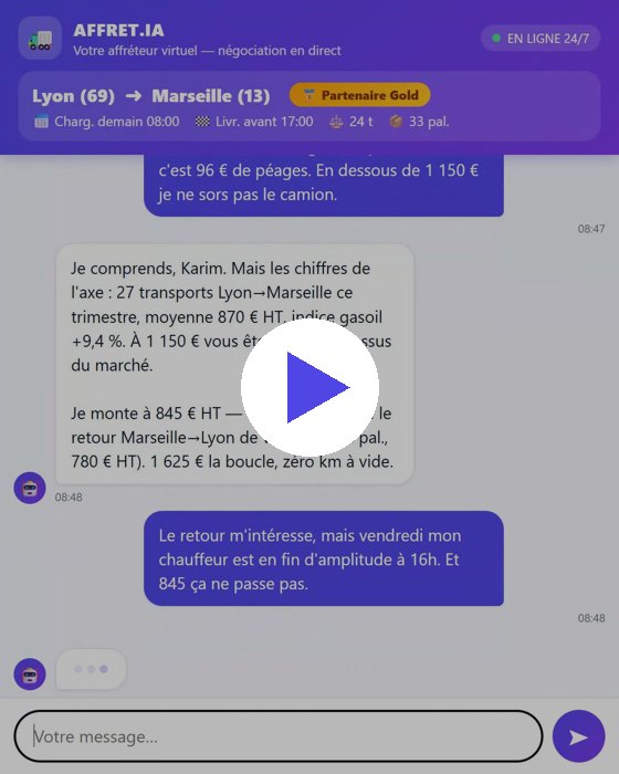 Vidéo : L'Affréteur Virtuel négocie un transport en direct